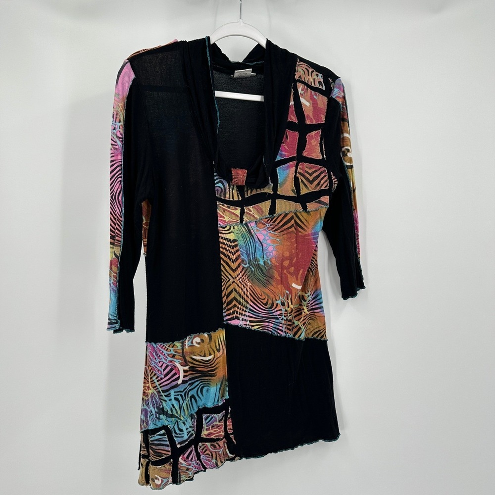 Parsley & Sage‎ Womens Art To Wear Lagenlook Top Size M Patchwork Boho Colorful